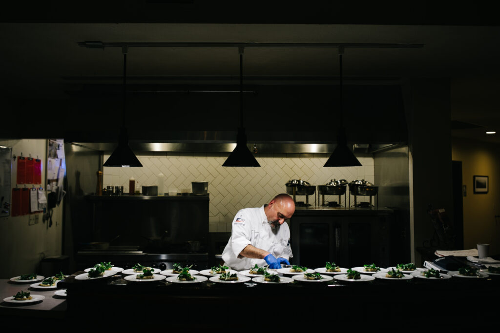 Chef Preparing a wine dinner at Chateau Chantal.